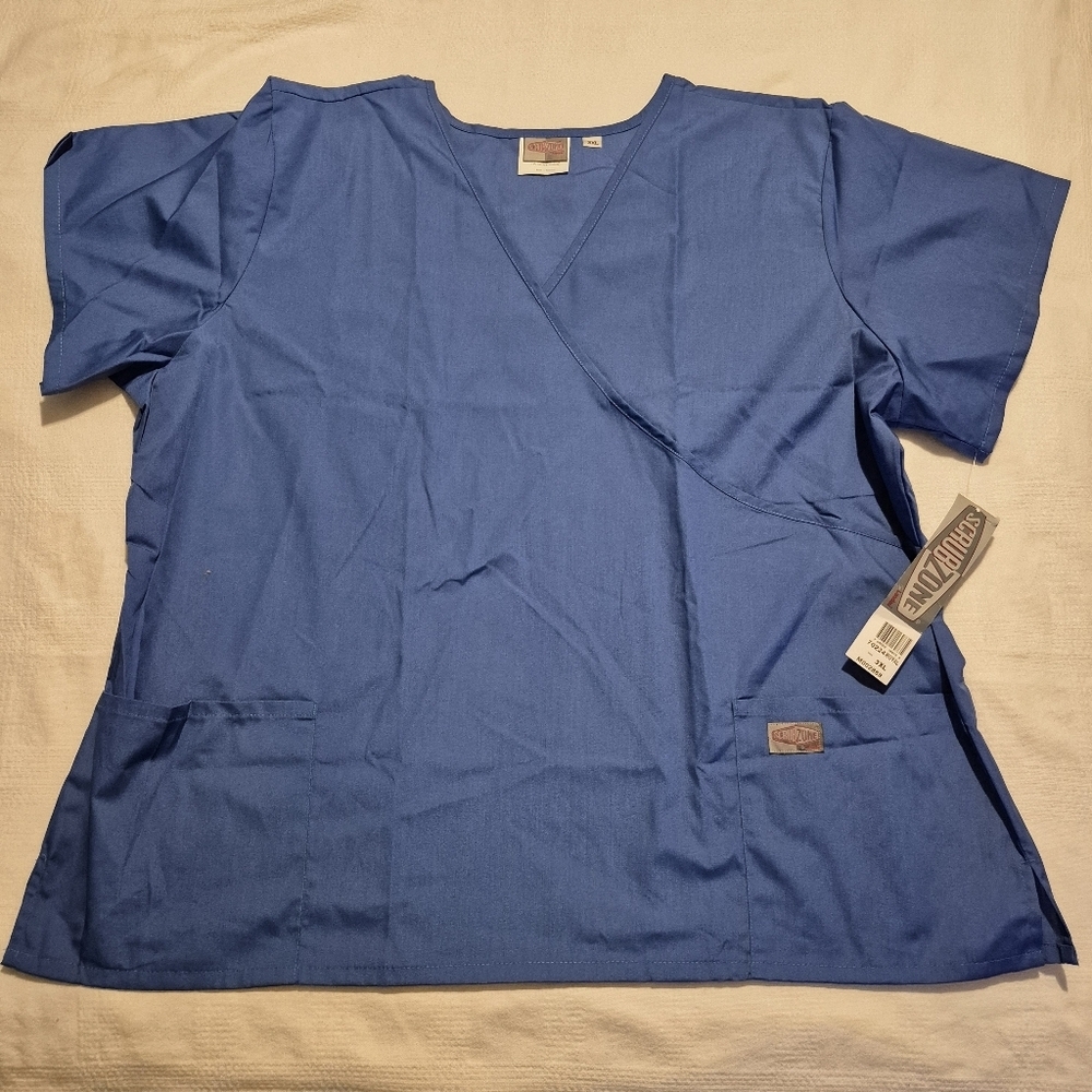 Landau Scrubzone women's size 3XL Royal Blue scrub top, uniform top nurse, NWT